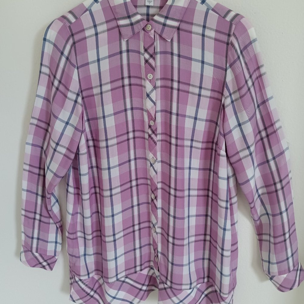 J. Jill lavender plaid long sleeve tunic